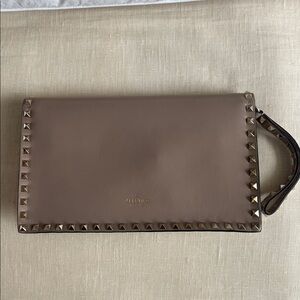 Valentino Taupe Studded Clutch